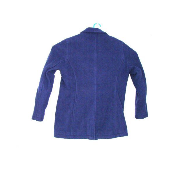 LL Bean Womens Peacoat Jacket Size M Purple Fleece Double Breasted Coat Winter - Picture 2 of 12